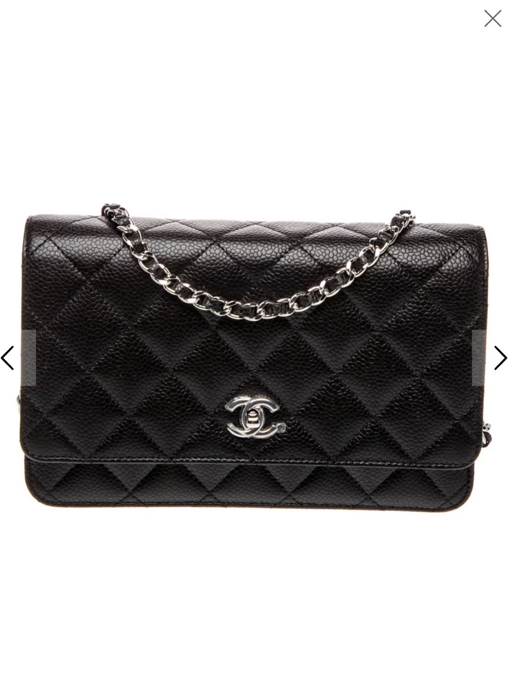 CHANEL Black Quilted Style Leather Chain Crossbody